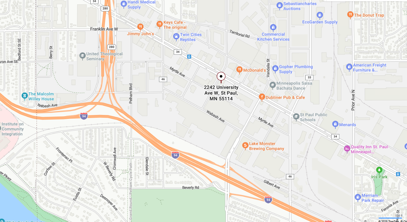 map of 2242 University Ave W in St Paul Minnesota